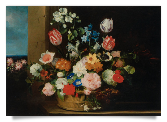 Postcard: van den Hecke - Basket of Flowers