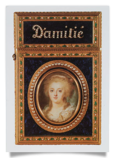 Postkarte: Carnet de bal mit Miniaturbildnis Maria Antoinettes
