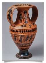 Postcard: Amphora Sileni and maenads