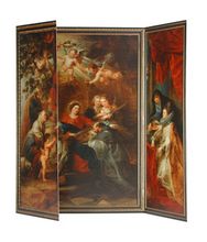 Postkarte: Christuskind mit Johannesknaben und zwei Engeln