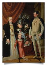 Postkarte: Kaiser Ferdinand II. mit einem Hofzwerg