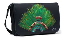 leather purse: Quetzal feathered headdress