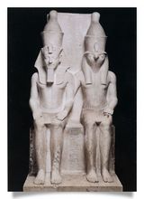 postcard: God Horus and King Horemheb