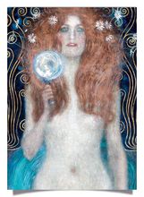 Postkarte: Dame mit lila Schal