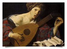 bookmark with magnifying glass: Lute-player