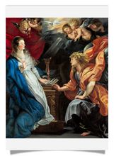 Postkarte: Der Hl. Augustinus zwischen Christus und der Jungfrau