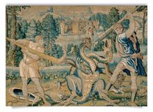 postcard: Tapestry - Vertumnus approaches Pomona as Vintner (detail)