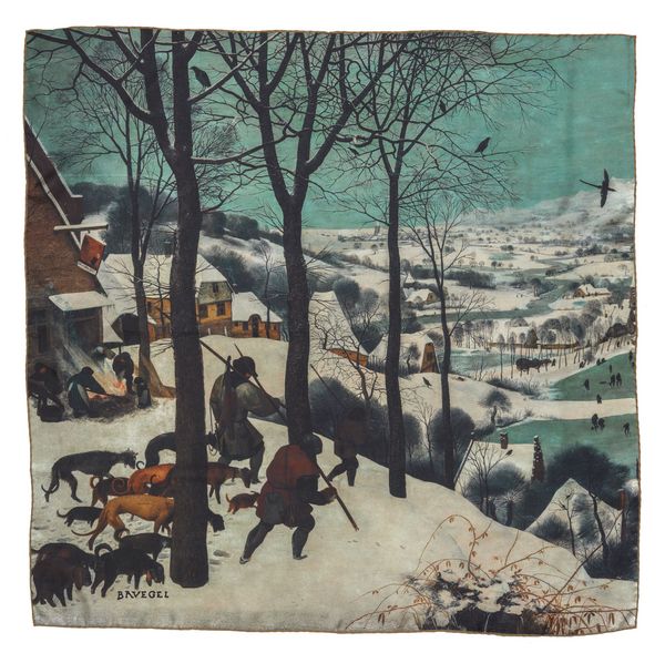 silk scarf: Hunters in the Snow