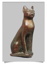 Postkarte: Statuette einer sitzenden Katze