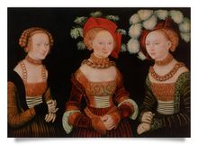 Postkarte: Prinzessinnen Sibylla, Emilia und Sidonia von Sachsen
