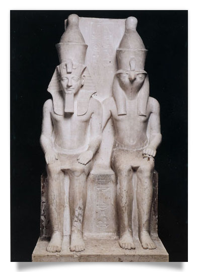 Postcard: God Horus and King Horemheb