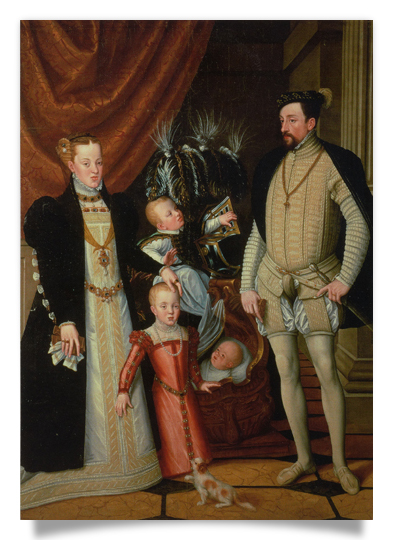 Postkarte: Kaiser Maximilian II. mit Familie