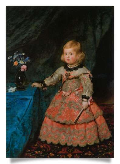 Postkarte: Infantin Margarita Teresa in rosafarbenem Kleid