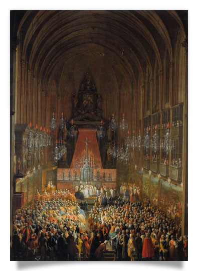Postkarte: Trauung Kaiser Josefs II. mit Isabella von Parma