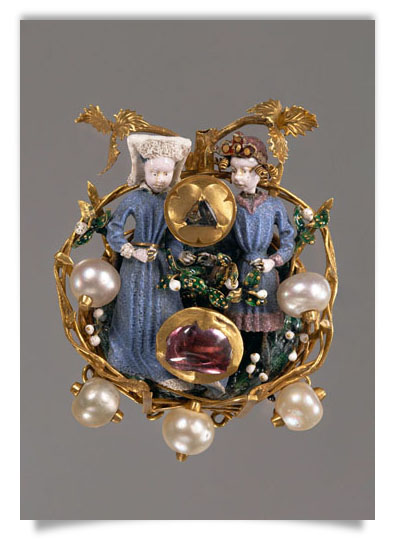 Postcard: Brooch Couple of Lovers