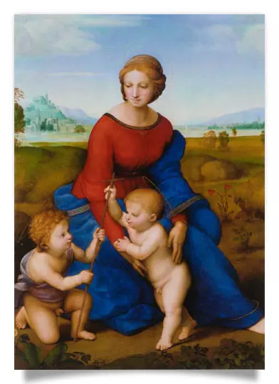 Postkarte: Madonna im Grünen