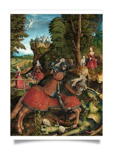 Postkarte: Beck - Hl. Georg im Kampf mit dem Drachen