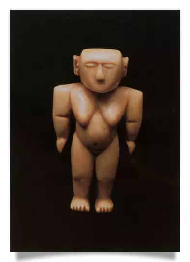 Postcard: Female figure (whale tooth pendant)