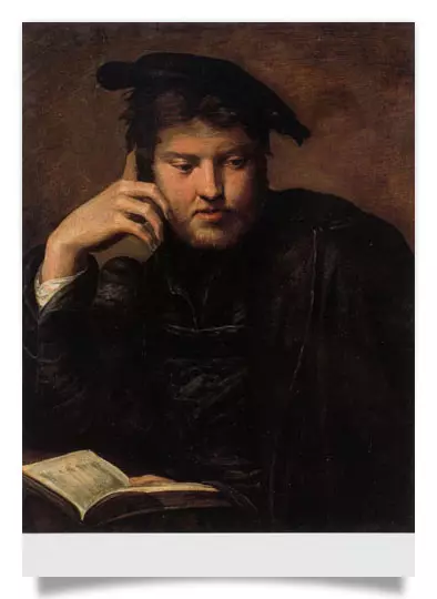 Postcard: Portrait of a man with a book