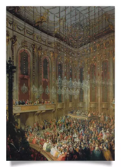 Postkarte: Theateraufführung anläßlich der Vermählung Kaiser Josefs II.
