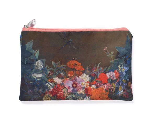 Cosmetic Bag: Wautier - Flower Garland with a Dragonfly