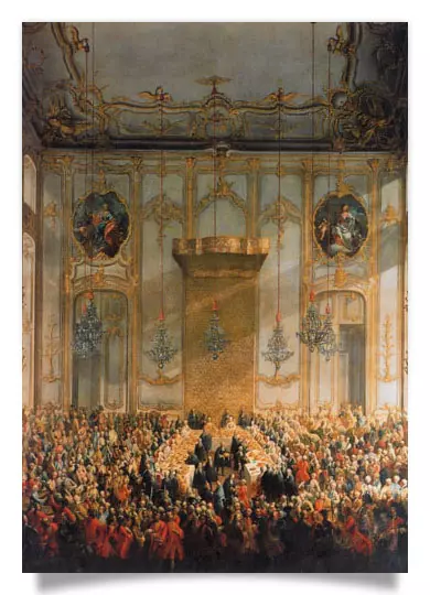 Postcard: Banquet on the occasion of the marriage of Joseph II to Isabella of Parma
