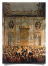 Postkarte: Hoftafel anlässlich der Vermählung Josephs II. mit Isabella von Parma
