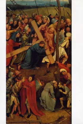Greeting Card: Bosch - Christ carrying the Cross und Child playing with a toy windmill
