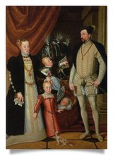 Postkarte: Kaiser Maximilian II. mit Familie
