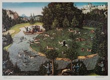 Poster: Cranach - Hirschjagd des Kurfürsten Friedrich d. Weisen