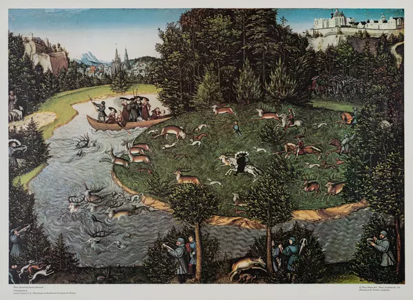 Poster: Cranach - Hirschjagd des Kurfürsten Friedrich d. Weisen