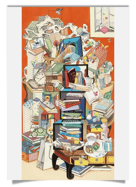 Postkarte: Buch über Buch