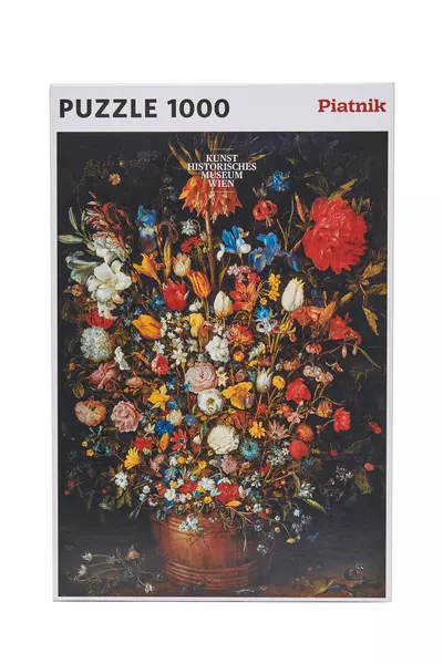 Puzzle: Brueghel - Großer Blumenstrauß in einem Holzgefäß