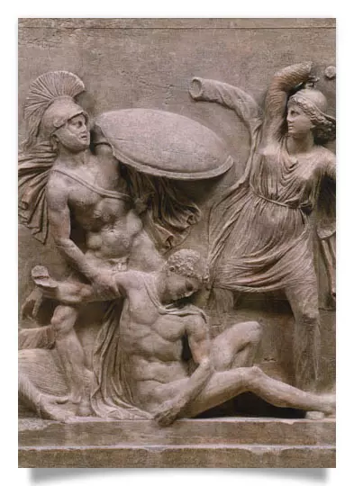 Postcard: Amazon Sarcophagus (detail)