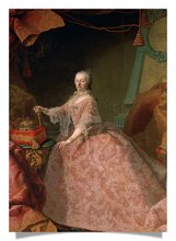 Postkarte: Kaiserin Maria Theresia in rosafarbenem Spitzenkleid