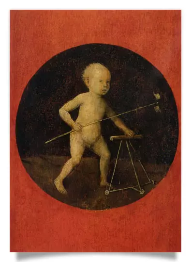 Postcard: Bosch - Child playing with a toy windmill