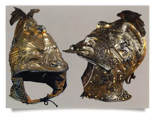 Postkarte: All´antica Sturmhaube Erzherzog Ferdinands II.
