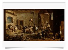 Postkarte: Gerichtsszene oder Verhör im Kerker