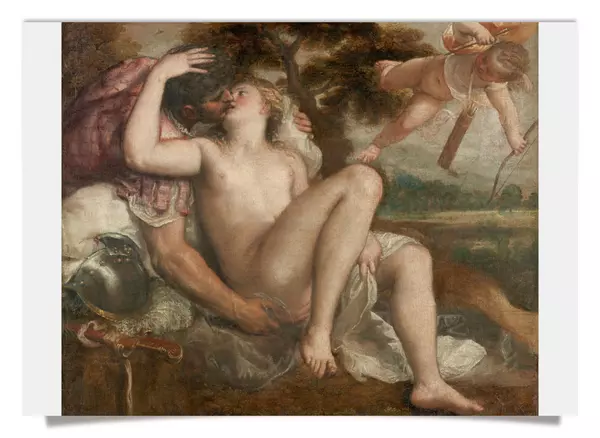 Postkarte: Mars, Venus und Amor