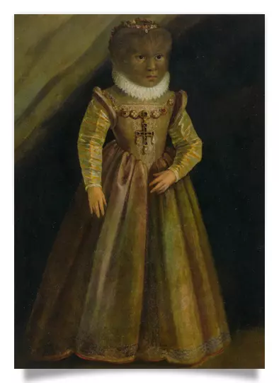 Postkarte: Madeleine, Tochter des &quot;Haarmenschen&quot;, Petrus Gonsalvus