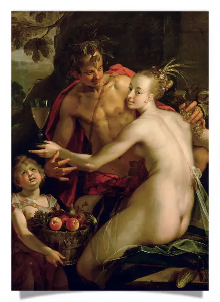Postcard: Bacchus, Ceres and Amor