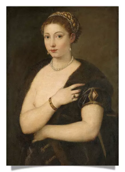 Postkarte: Mädchen im Pelz