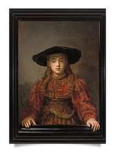 Postcard: Rembrandt - Girl in a picture frame