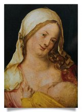 Postkarte: Maria mit dem Kind an der Brust