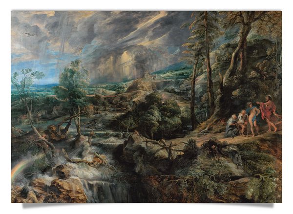 Postkarte: Rubens - Gewitterlandschaft mit Jupiter, Merkur, Philemon und Baucis