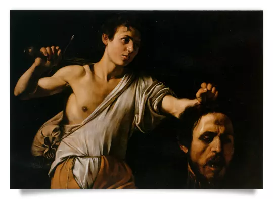 Postkarte: David mit dem Haupt des Goliath