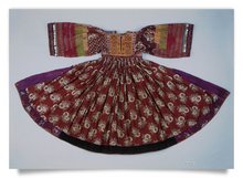 Postcard: woman&#039;s festive dress