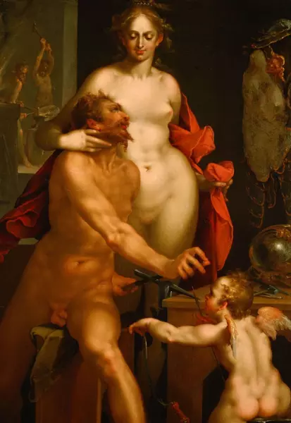 Postkarte: Venus in der Schmiede des Vulkan