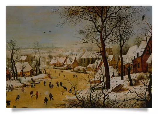 Postkarte: Winterlandschaft mit Vogelfalle