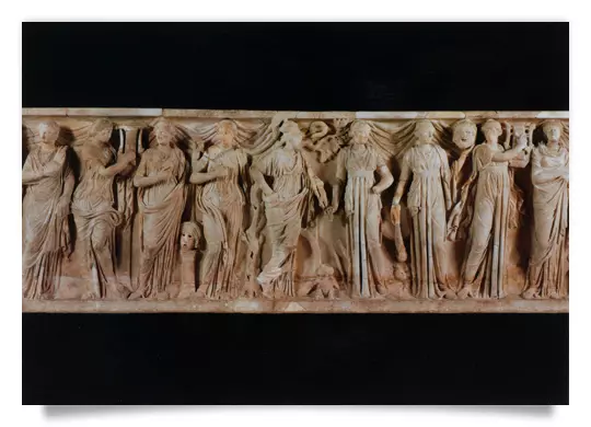 Postcard: Sarcophagus of the Muses